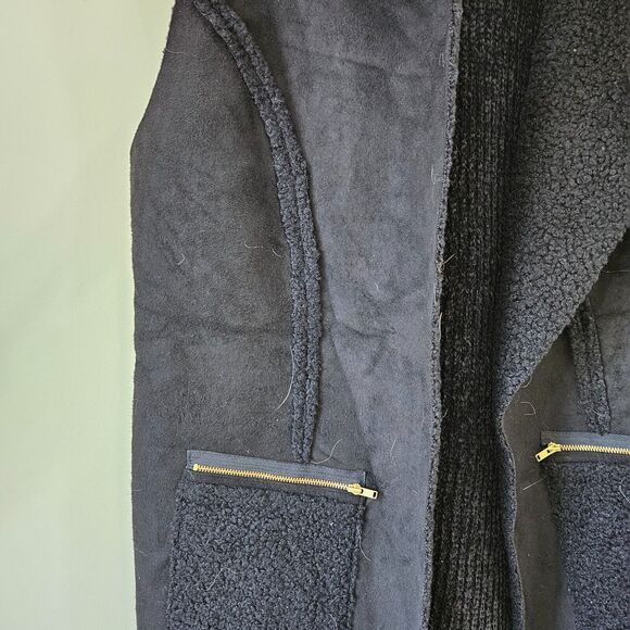 Soft Surroundings Womens Boucle Knit Cardigan Sweater Vest Medium Black Chenille - Picture 3 of 9